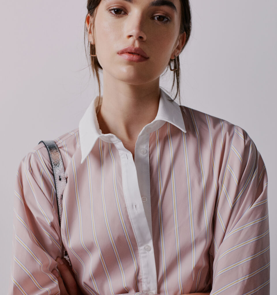 Camicia a righe rosa con contrasto - camicie da donna - Rosa | Sisley image number 7